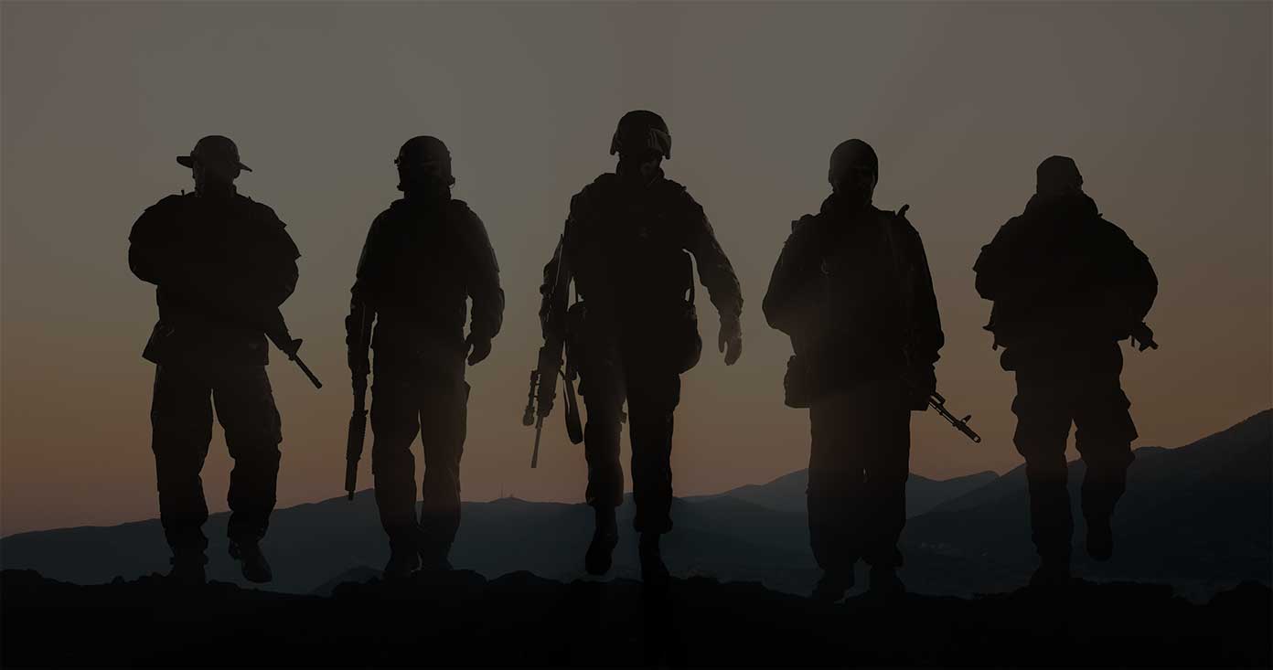 Soldiers silhouetted
